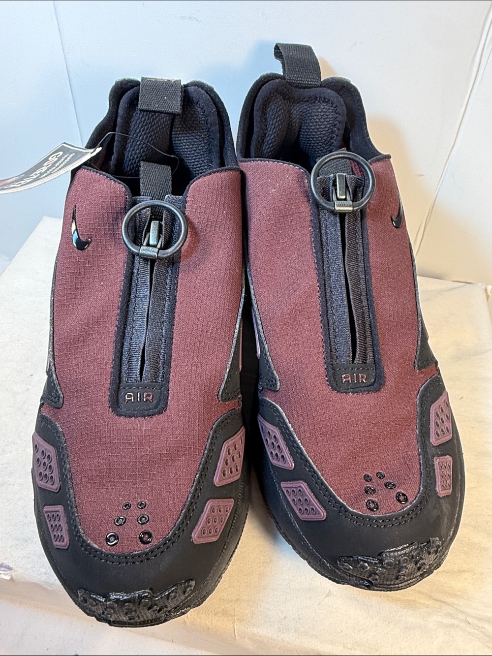 Nike Burgundy and Black Athletic Slip-On Sneakers